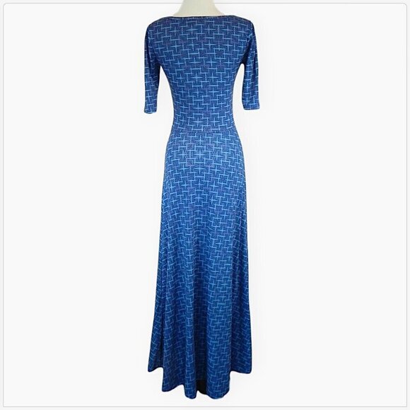 Lularoe Blue Purple Ana Star Print Long Ana Maxi Unicorn Elbow Sleeve Dress XS - Picture 3 of 4